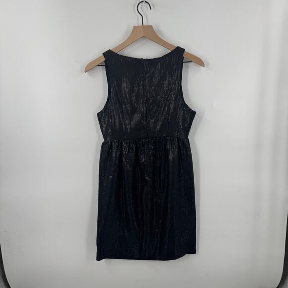 Y2k Ark & Co Sequin Mini Party Dress with Rose Accent Black Nylon Size S Small - Picture 2 of 6